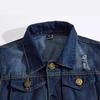 Colete Jeans Masculino Grande Estilo Coreano Slim Tendência com Furos Casuais
