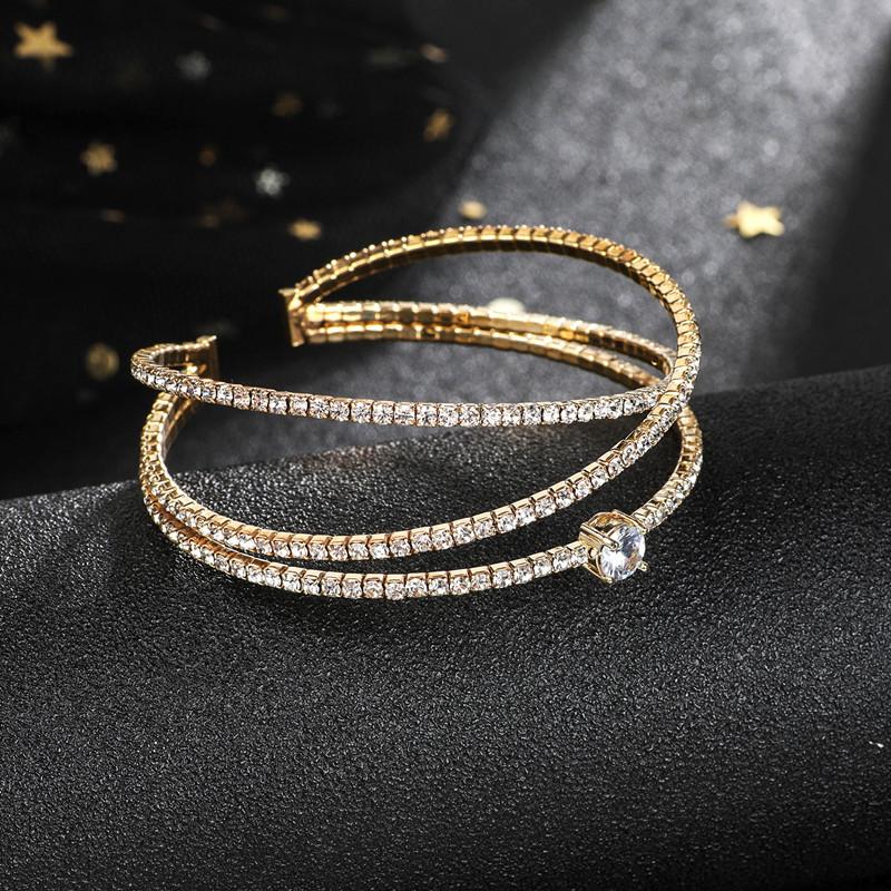 Bridal Luxury Rhinestone Zircon Cross Opening Bracelet Women S Bracelet Temperament Bracelet Bracelet Hand золотой