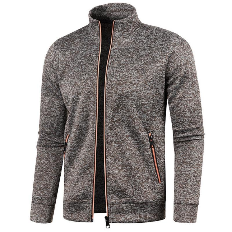 Herbst Winter Herren Langarm Reißverschluss Pullover Ärmel Dünner Samt Trendy Oberteil Kapuzenpullover Jacke