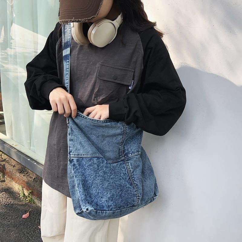 Lässige Denim-Tasche, weibliche Studenten-Umhängetasche, Jugend-Umhängetasche