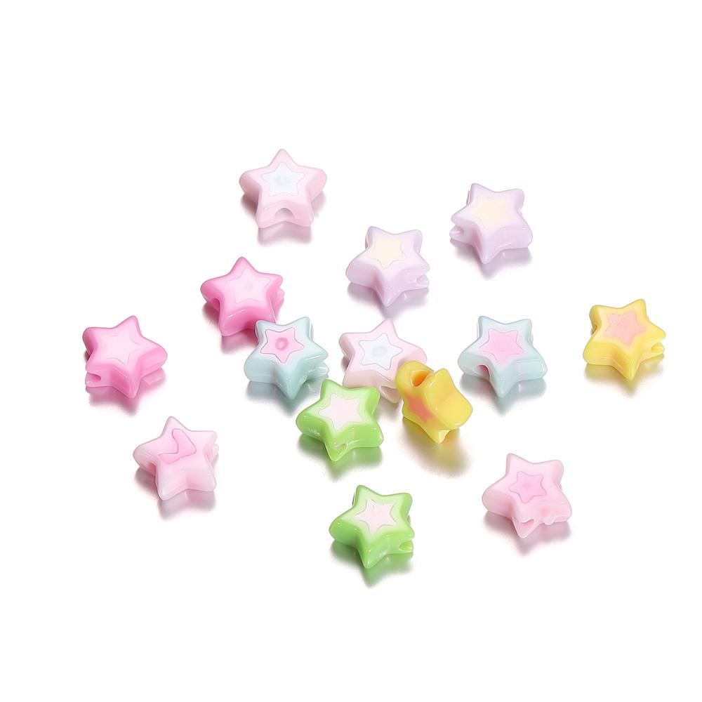 50/100pcs 9*9.5mm Colourful Five-pointed Star Acrylic Loose Spacer Beads for Jewelry Making DIY Handmade Bracelets Accessories