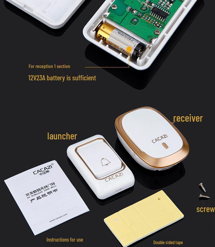Waterproof Wireless Digital Doorbell with Long-Range Remote Control and DC Power, Ideal for the Elderly