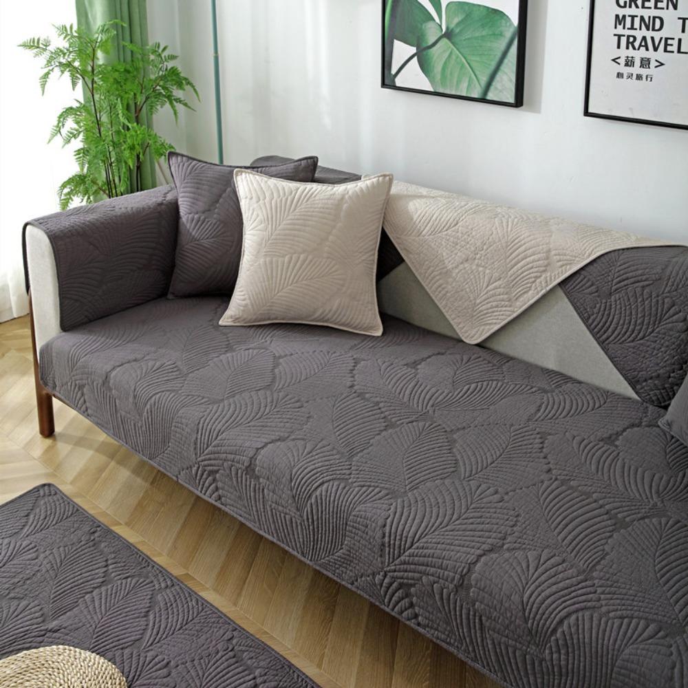 Universal Quilted Fabric Sofa Cushion Cover Non Slip Simple Nordic Style for Wooden Sofa