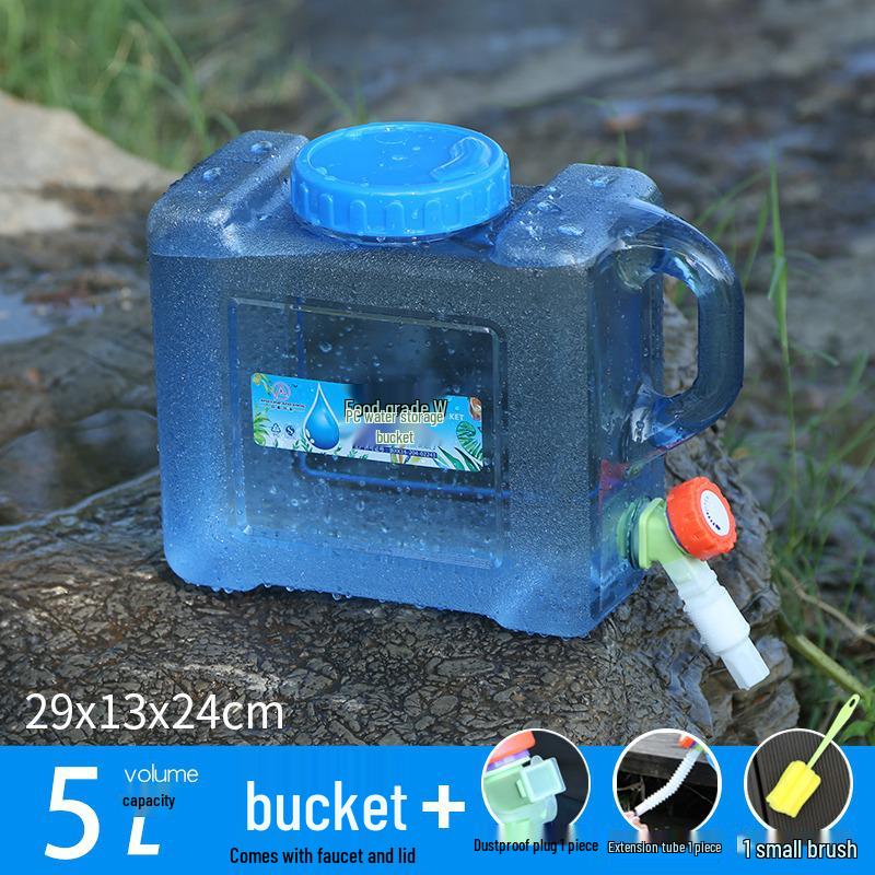 Portable Self-Driving Water Storage Bucket with Faucet - Food-Grade PC Plastic for Outdoor and Car Use