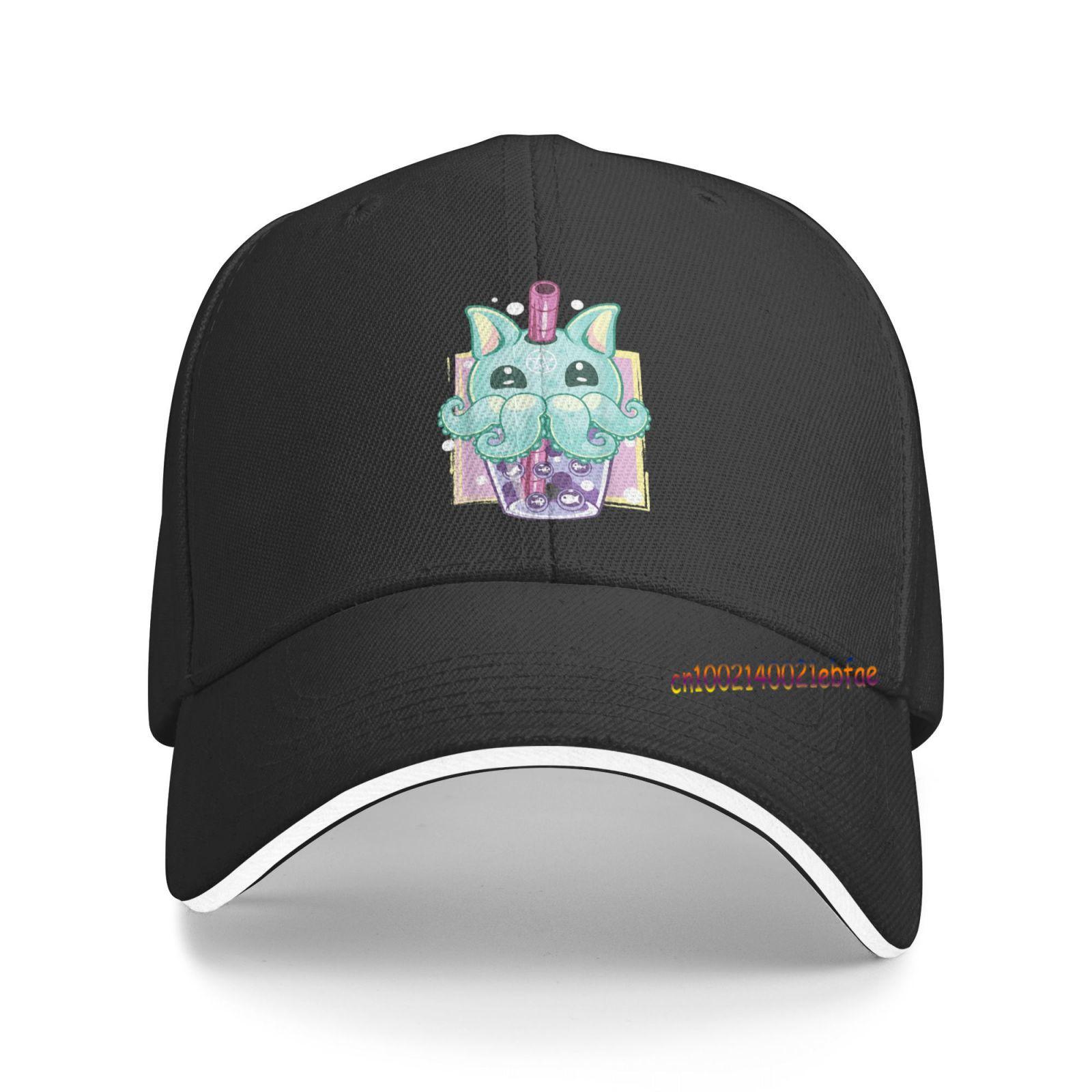 

Kawaii Pastel Goth Creepy Creature Boba Bubble Tea Vaporwave Кепка для женщин Спорт на открытом воздухе Бейсболки Модные унисекс шляпы Snapback One Size
