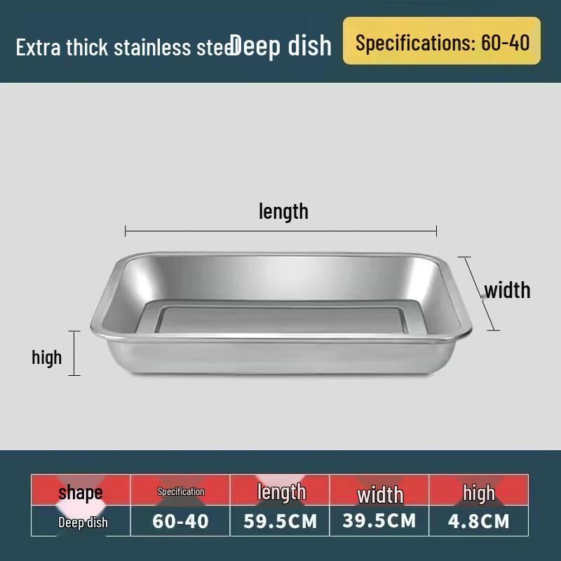 Jingyuheng 304 Stainless Steel Deep Square Tray