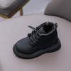 Spring/Autumn New Arrivals Kids' Shoes, Children's Boots & Martin Boots, Boys' Leather Versatile Short Boots, Black Lace-Up.