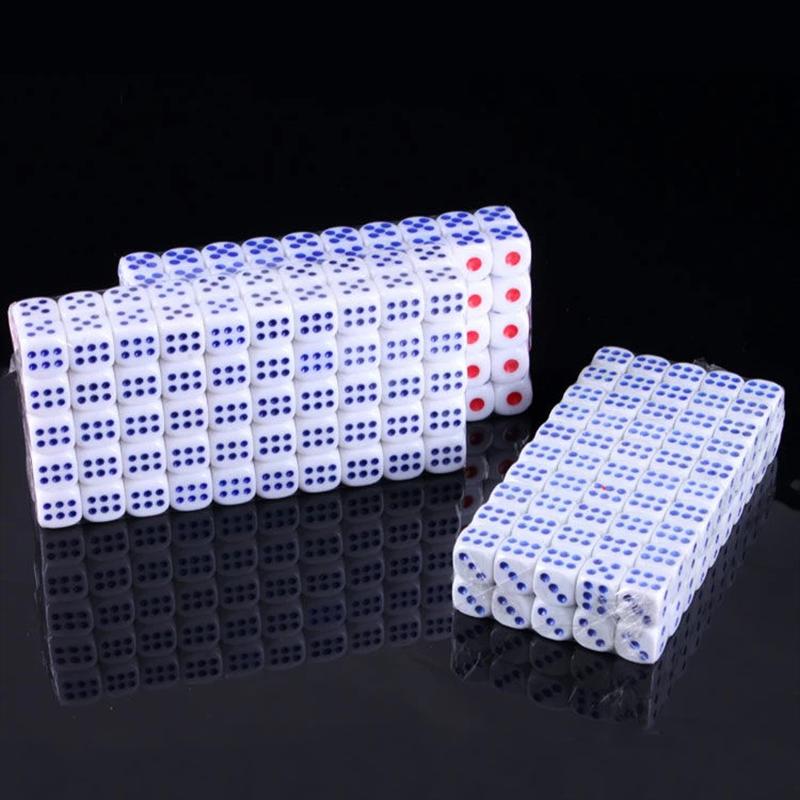 20/40/100pcs 10mm White Dice With Red And Blue Dots Rounded Dice Desktop Gaming Accessories Bars Poker Game Board Games TMZ