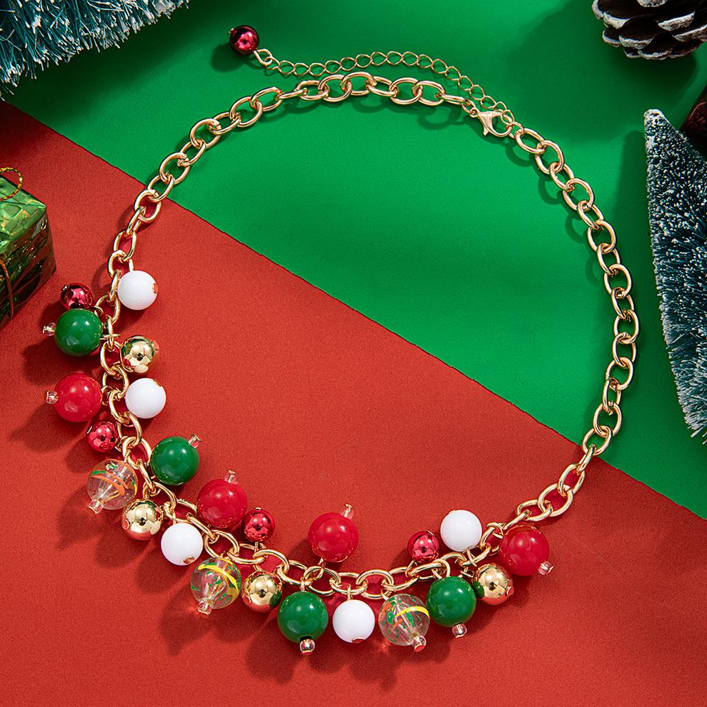 1 Piece of Christmas Bead Necklace with Acrylic Colored Beads Attached To the Neck for Women