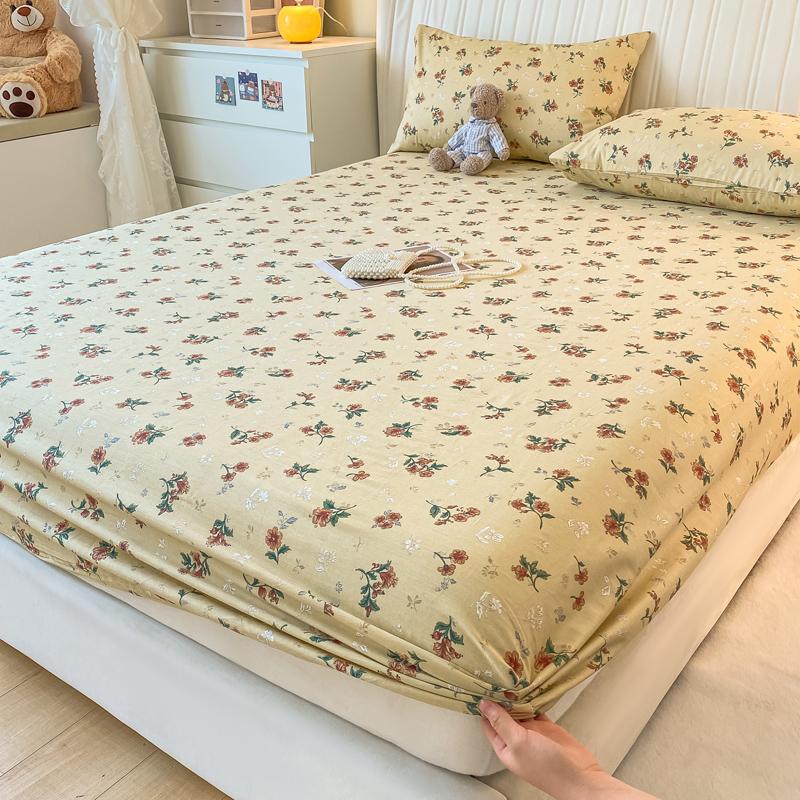 Small Fresh Floral Pattern,100% Cotton,Fitted Sheet With Deep Pocket 160x200,No Pillowcase,Soft Breathable,133x72 Fabric