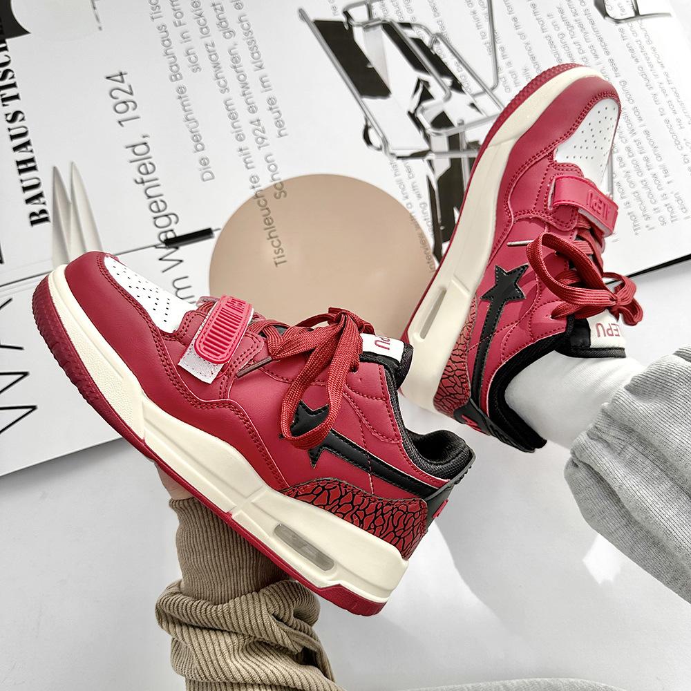 

New ins Maillard sneakers Korean version American air cushion soft sole couple casual height-increasing star board shoes 44 бордовый