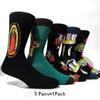 5 Pairs/Pack Men Funny Socks Casual Hip Hop Creative Cartoon Novelty Calcetines Hombre Street