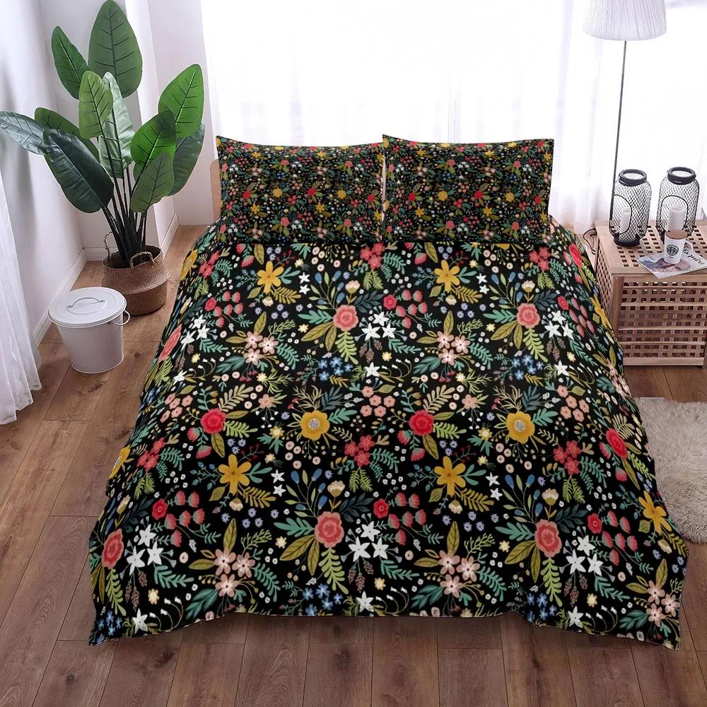 Botaniczne Herbarium Zestaw Kołdry King Queen Double Full Twin Single Size Poszwa na Kołdrę Poszewka na Poduszkę Zestaw Pościeli