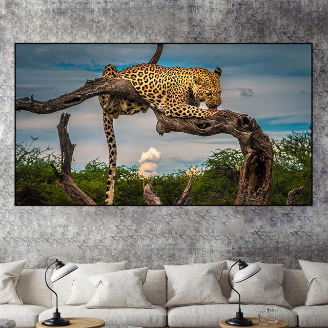 

Черно-белые животные с диким леопардом, холст, живопись, постеры и принты, настенные панно, Куадрос, домашний декор для гостиной, без рамки 20cm×40cm NoFrame