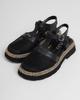 Krula 284940 36 Black Leather Sandals with Mesh