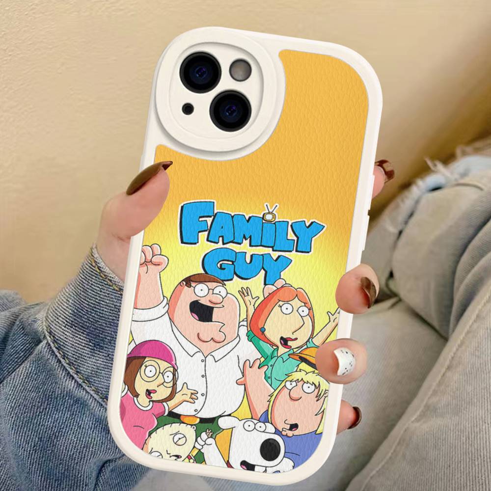 Aesthetic F-Family G-Guy Leather Phone Case For IPhone 16 15 14 13 12 11 Pro Max Plus Shockproof Cover
