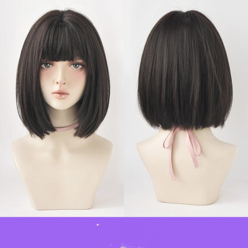 Brown Blonde Synthetic Wigs Short Straight Bob Wigs for Women Natural Heat Resistant Hair Cosplay