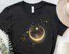 Sun And Moon Galaxy Shirt, Golden Sun And Moon T-Shirt, Sun Moon Mystical Tee, Space Stars Shirt, Crescent Stars T-Shirt, Celestial T-Shirt