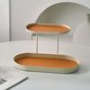 Iron Cosmetics Storage Rack with Leather Cushion Simple Bathroom Shelf Double-layer Creative Desktop Tray Washroom
