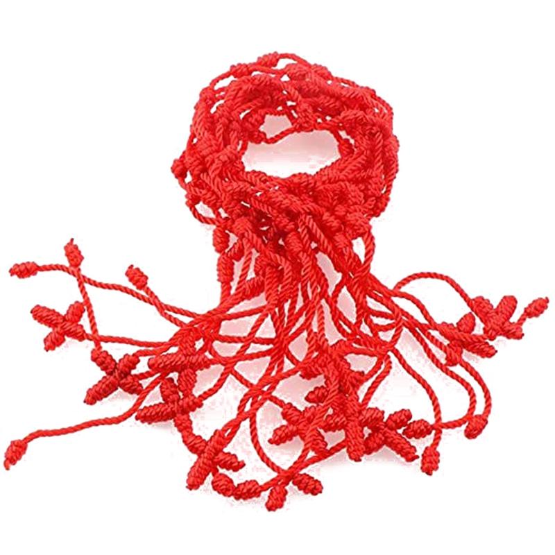 12 Pieces 7 Knot String Kabbalah Bracelet for Protection Adjustable Good Luck Tibet Bracelets Amulet Gift for Men & Wome