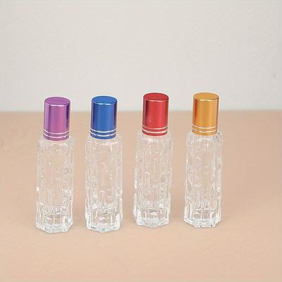 4 piezas Botella Roll-On de Aceite Esencial de 10 ml Recargable Botella de Perfume Botella Roll-On de Vidrio para Aceite Esencial Contenedor de Cosméticos