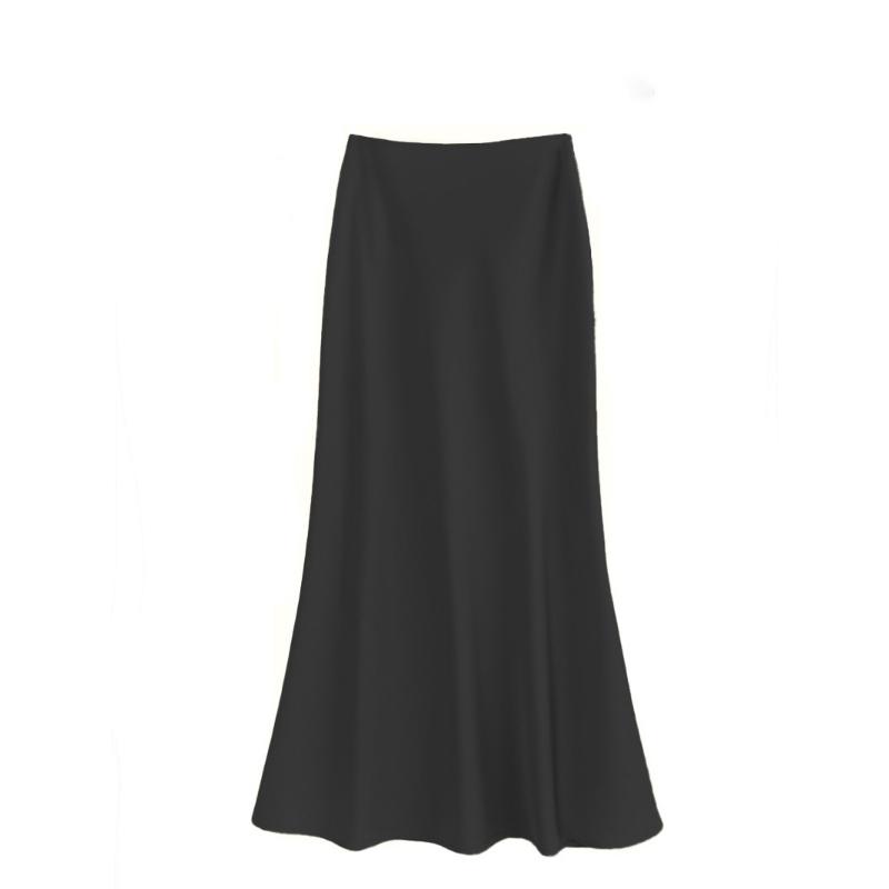 Satin High Waisted Maxi Skirts for Women Hidden Elasticized Waistband A Line Long Skirt Women's Spring Summer Silk Cocktail Flowy A-Line Long Skirts