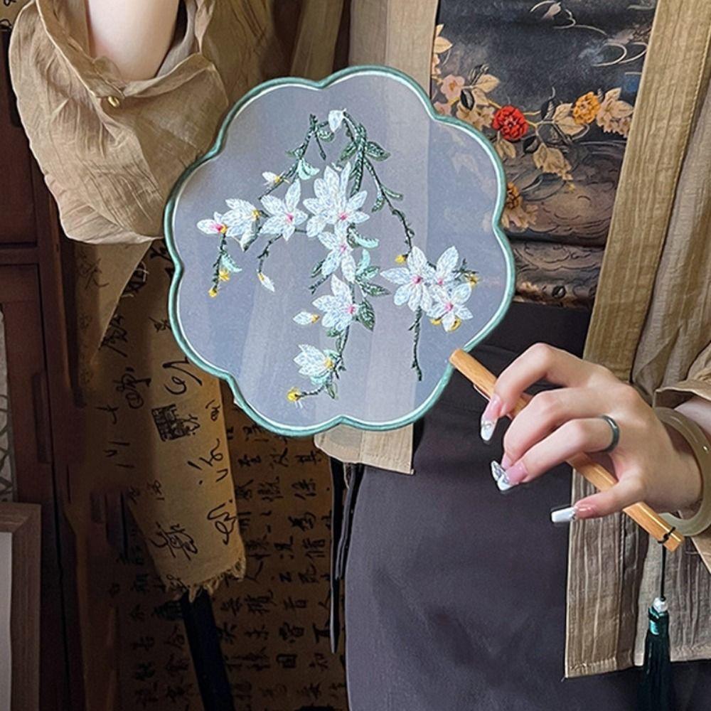 Handheld Embroidery Fan with Pendant Silk Fan Classical Chinese Style Fan  Chinese Wedding