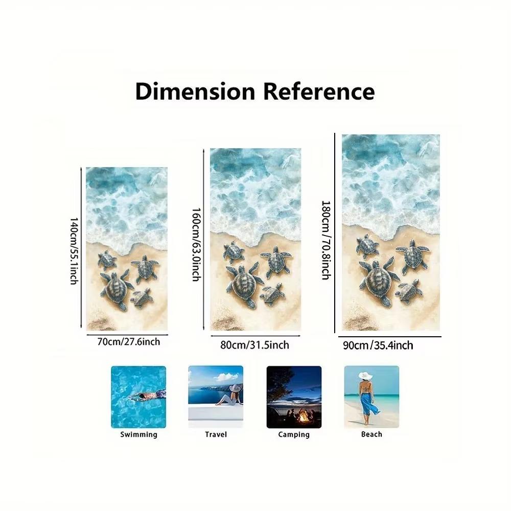 Serviette de plage surdimensionnée en microfibre motif tortue Douce Absorbante Séchage Rapide Sans Sable Légère Style Contemporain