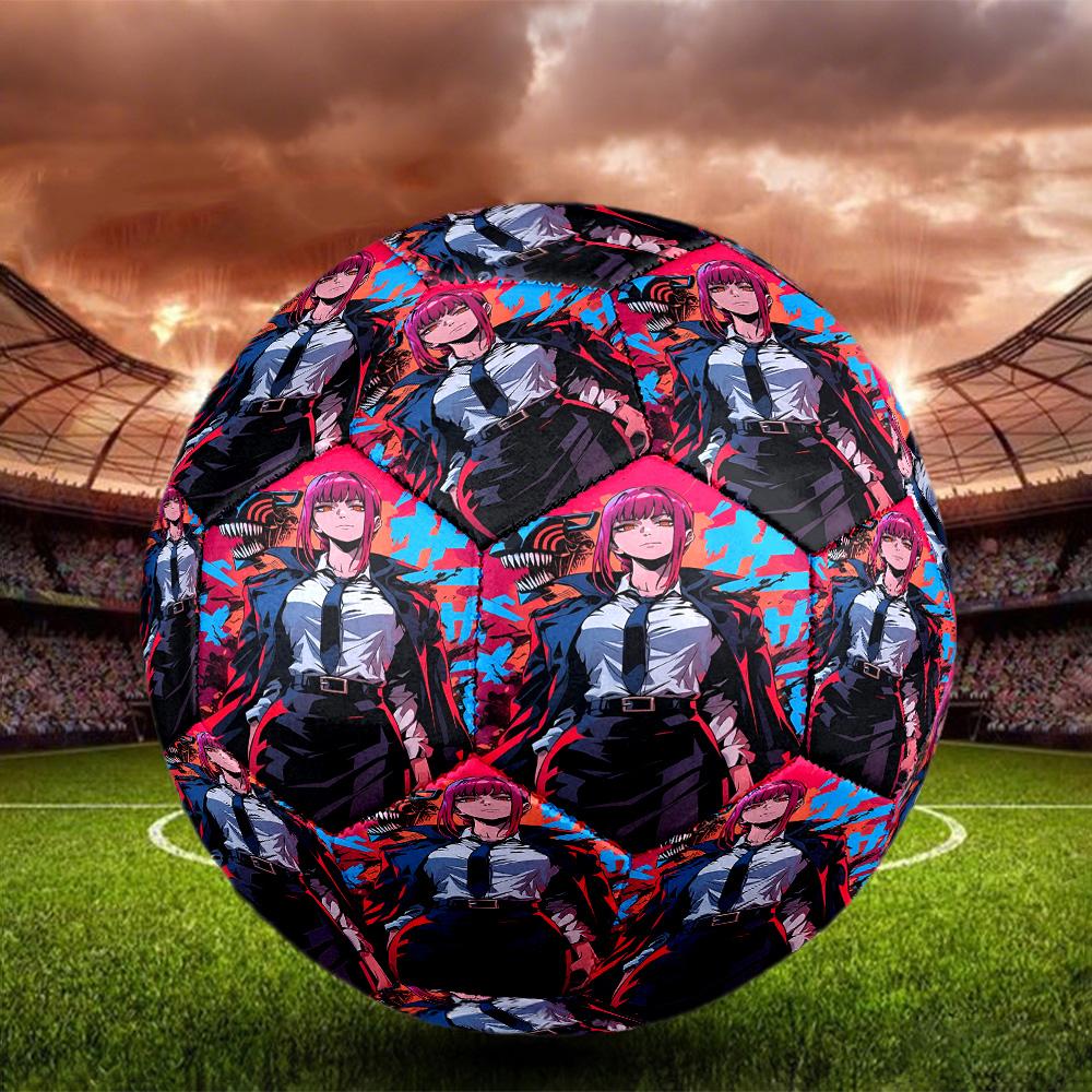 Makima Chainsaw Man Print Size 5 Soccer Ball, Standard Match Football for Sports Game and Team Practice, Ideal Gift for Soccer Fans