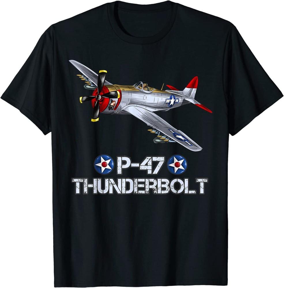 World War 2 P-47 Thunderbolt Fighter Airplane T-Shirt Size S-5XL