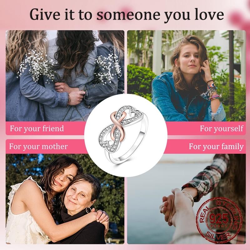 Original 925 Sterling Silver  Infinite Love Rings for Women Girls Jewelry Birthday Anniversary Gifts