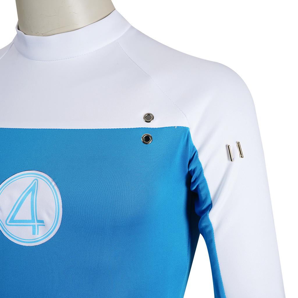 Fantastic Four: Blue Flame Pattern Superhero Costume, New Movie Character Cosplay Jumpsuit, Halloween Bodysuit for Adults, Source Factory