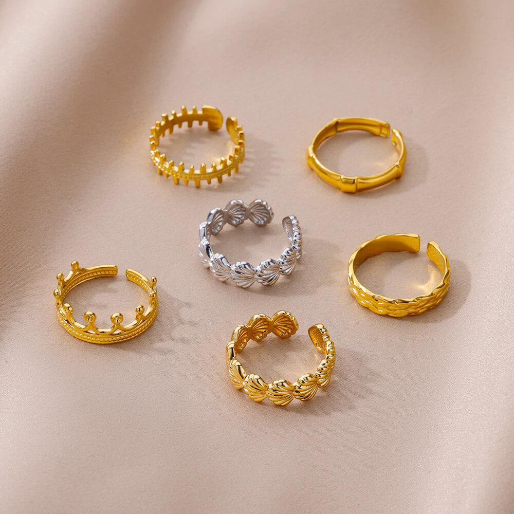Vintage Shell Rings For Women Gold Color Stainless Steel Shell Ring Finger Wedding Statement Summer Ocean Jewelry Gift Bff