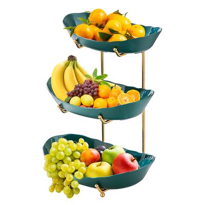 Party Fruit Bowl for Kitchen Counter 3 Tier Acrylic Fruit Basket with Serving Bowls and Metal Stand Tiered Serving Bowls Storage