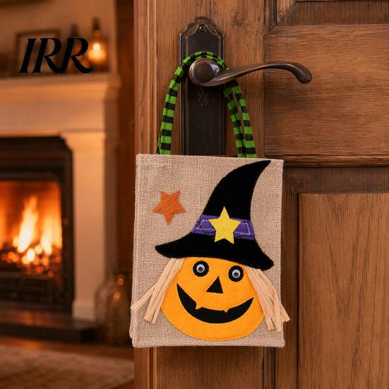 Biodegradable Halloween Bags Trick or Treat Bags, Kids Candy Non Woven Pumpkin Ghost Bat Tote, Reusable Goodie Spooky Party Favor Gift