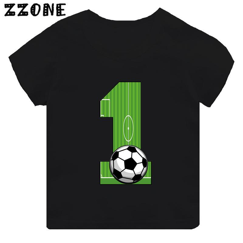 Black Modal Tshirt for Boys Cute Soccer Age Digital Print Short Sleeve Kids Top Creative Polyester Fabric 110