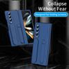 For Samsung Galaxy Z Fold3 5G Case with Tempered Glass Film Silicone Wristband Kickstand PC Phone Cover