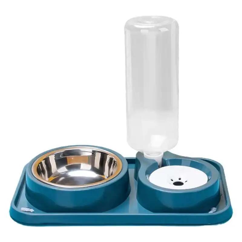 

Pet Supplies Dog Bowl Automatic Water Storage Plastic Stainless Steel Bowl Small Dogs Cats Cat Bowl Supplies Cat Food Bowls 500ml темно-синий