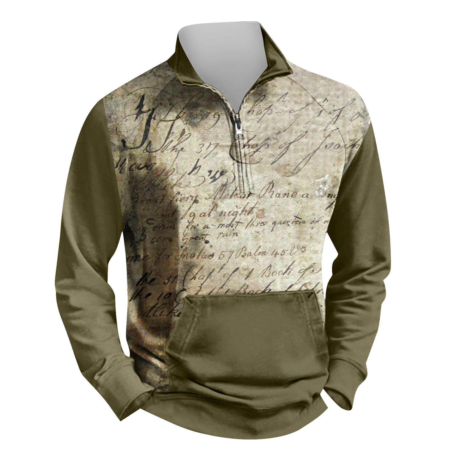 

Мужская уличная винтажная модная спортивная футболка с v-образным вырезом и длинным рукавом XXXL темно-зеленого