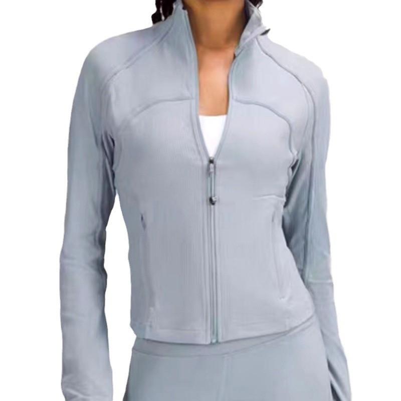 Womens Zipper Long Sleeve Stand Collar Yoga Jacket Workout Top Slim Fit Athletic Pullover Gym Running Fitness
