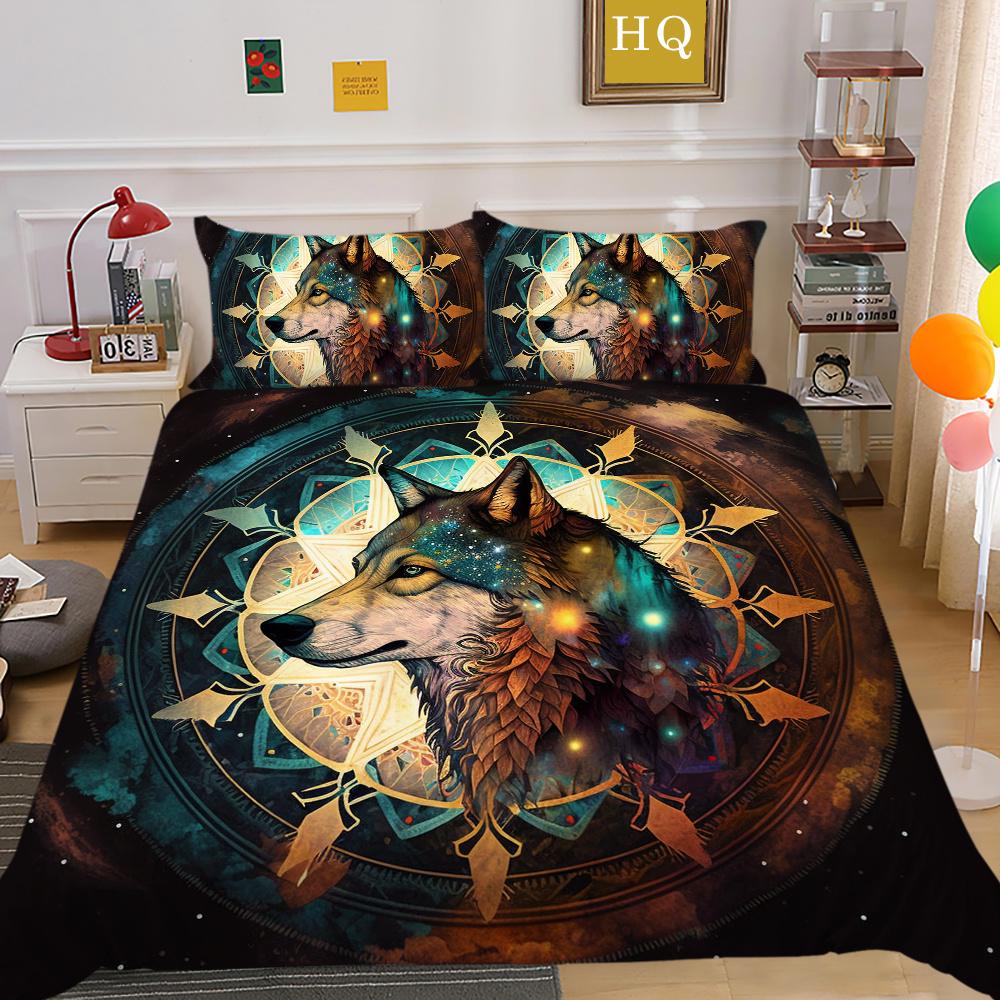 Bettbezüge Wolf Druck Polyester Twin Size Bettwäsche Kinder weiche hochwertige Heimbettwäsche