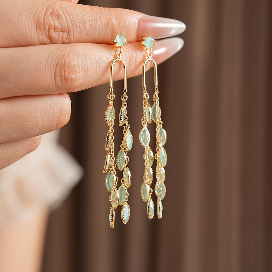 Female Versatile Fashionable Niche Leaf Tassel Earrings