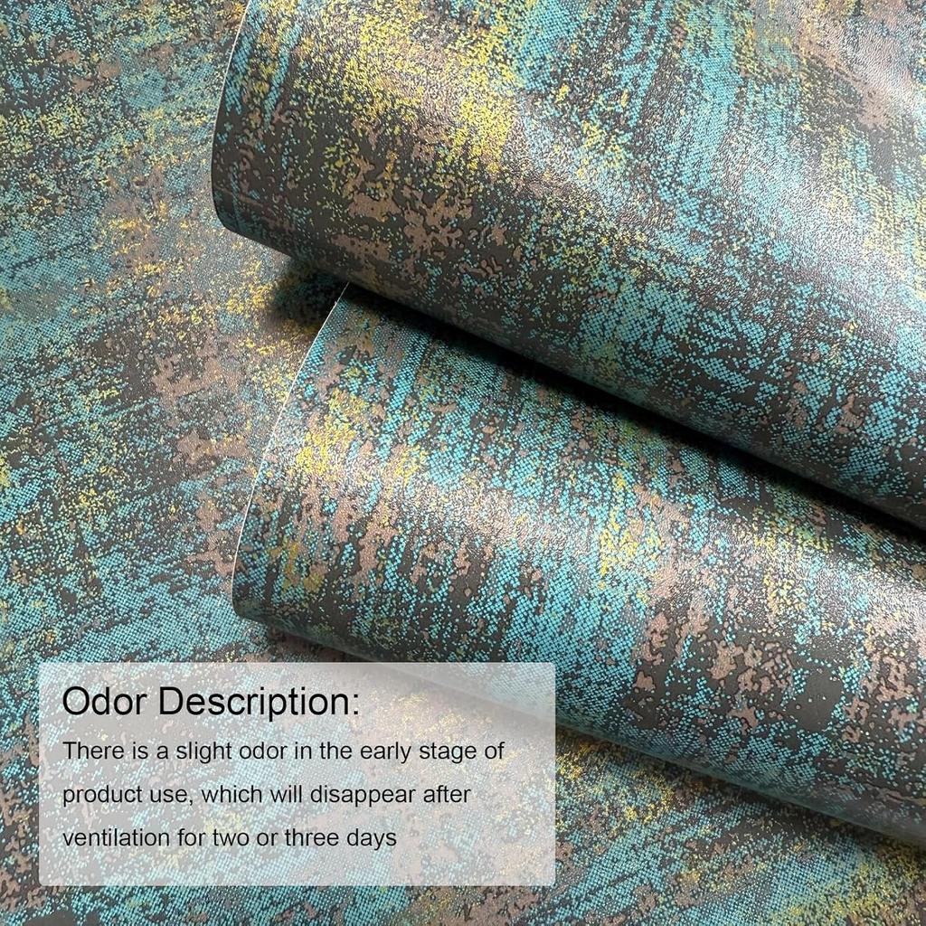 Vintage Blue Gold Metallic Peel and Stick Wallpaper Industrial Metallic Concrete Self Adhesive Wallpaper Removable Contact Paper