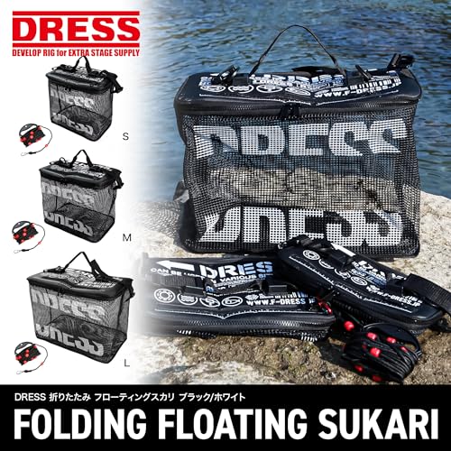 DRESS Folding Floating Scaly, Black, Medium, Stealth Black EVA, Multi-functional Fishing Tackle Bag, Tackle Case, Stringer, Bucket