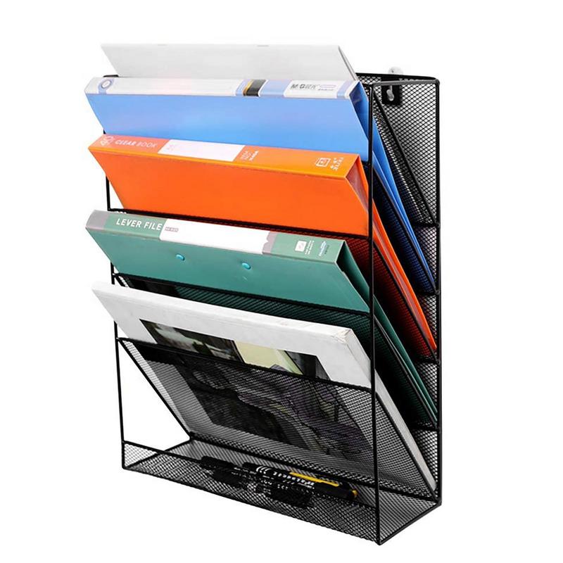 File Organizer Wall Hanging Holder Rack Mail Folder MagazineOffice Paper Document Letter Sorter Mesh Mount Vertical Iron Bin