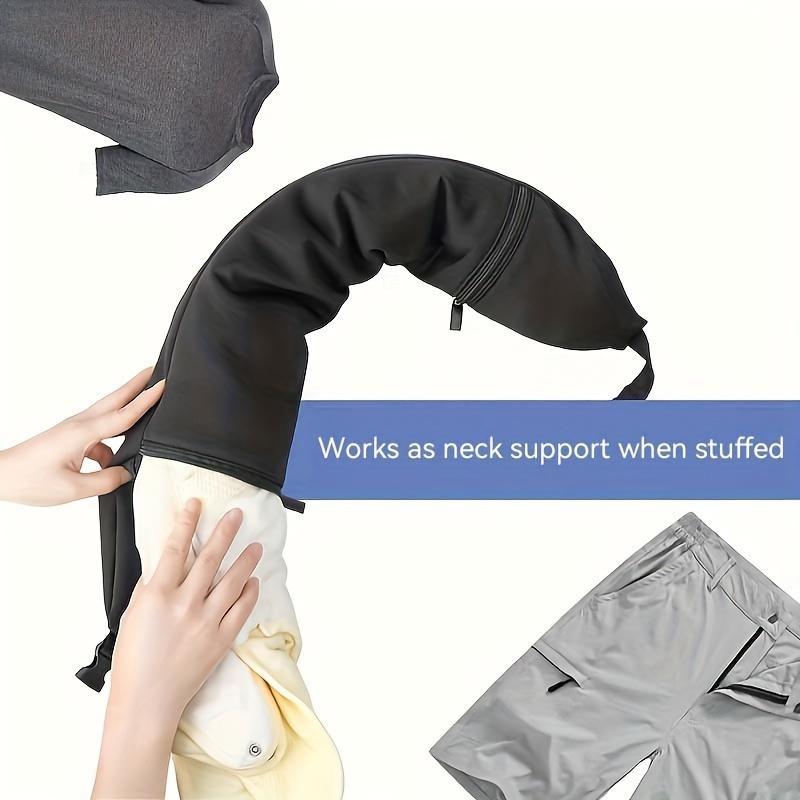 1pc Travel Neck Pillow Stuff With Clothes, 3-in-1 Neck Travel Pillow, Avoid Extra Luggage Fees, Travel Essentials