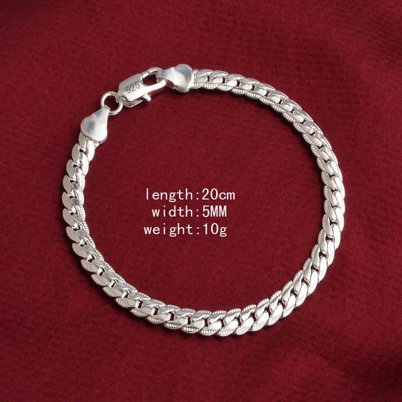 10mm Silver Chain Bracelet for Men and Women Wedding Party Birthday Gift