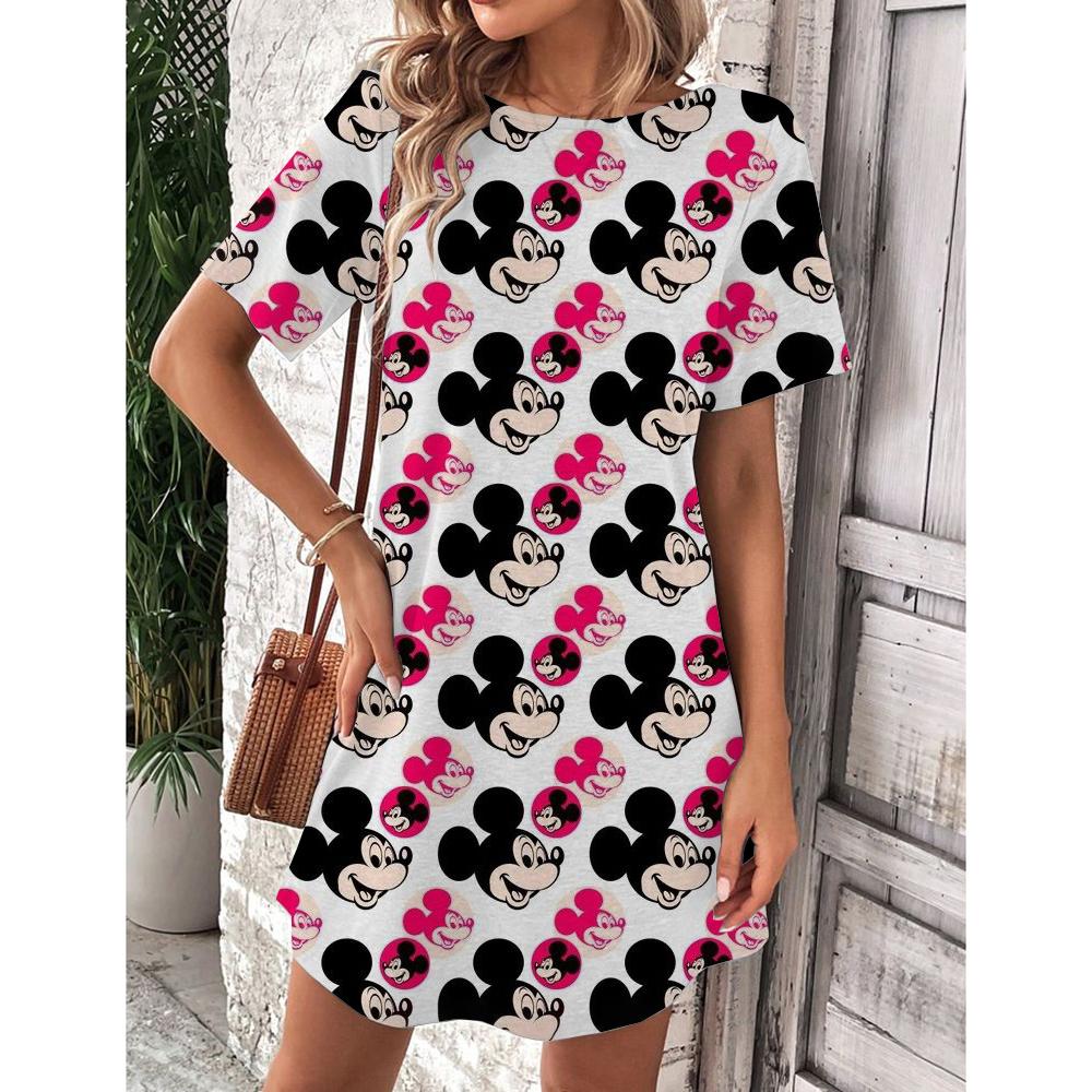 Vestito da Donna Scollo O Manica Corta Sexy Stampa Disney Topolino