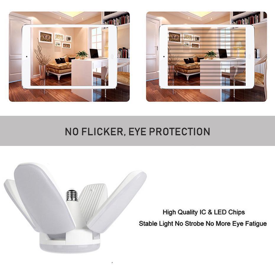 Kısmasız 60W LED Ampul E27 B22 220V SMD2835 Süper Parlak Katlanabilir Fan Kanatlı Işık Ayarlanabilir Açı Depo Garaj için