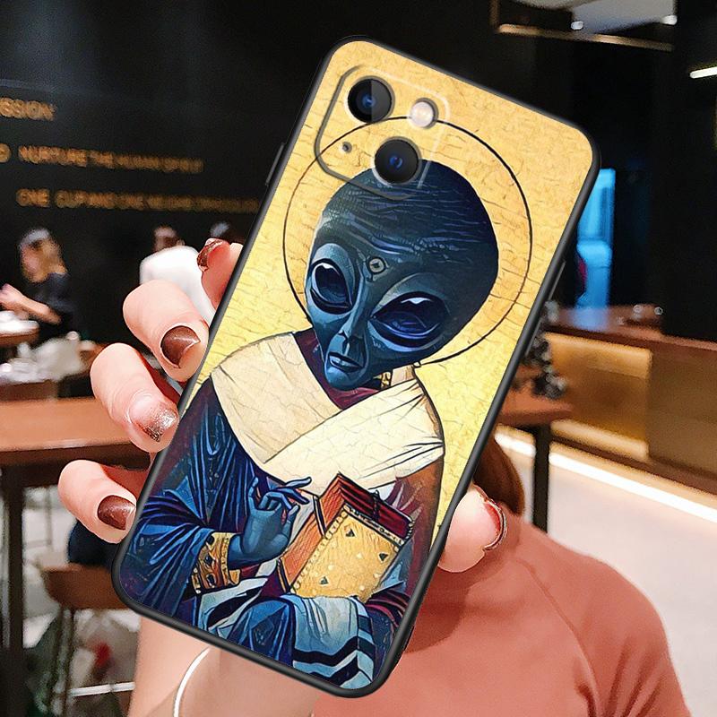 Alien Kawaii Art Phone Case For iPhone 16 Pro Max 14 13 12 11 15 Pro Max Plus 12 13 Mini XR 16e Funda Cover
